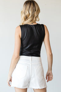 Black Faux Leather Bodysuit