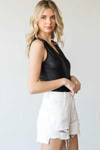 Black Faux Leather Bodysuit