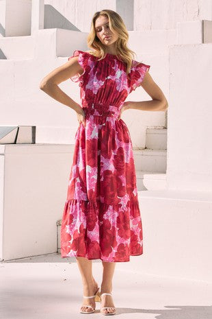 ruffles and roses midi dress Roses perfect Midi Dress | Black Button up Top