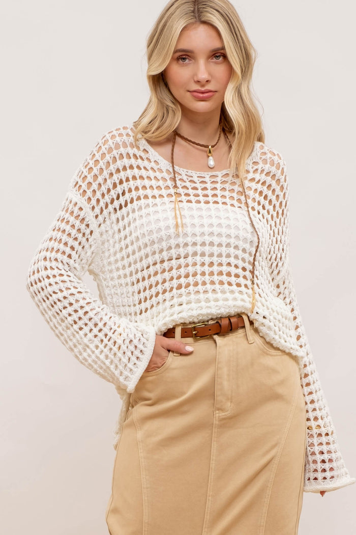 White Relaxed Crotchet Top