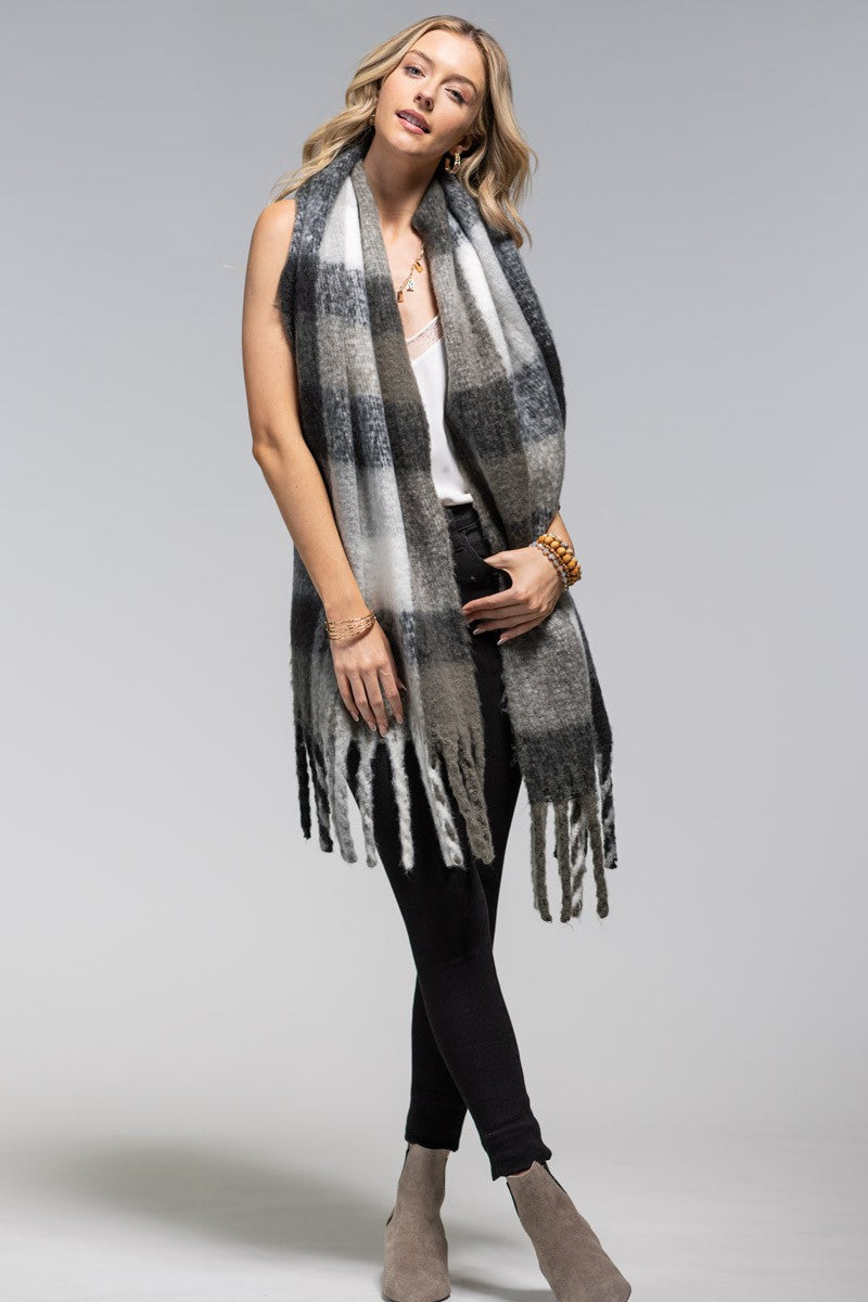 Super Soft Brushed Plaid Oblong Scarf