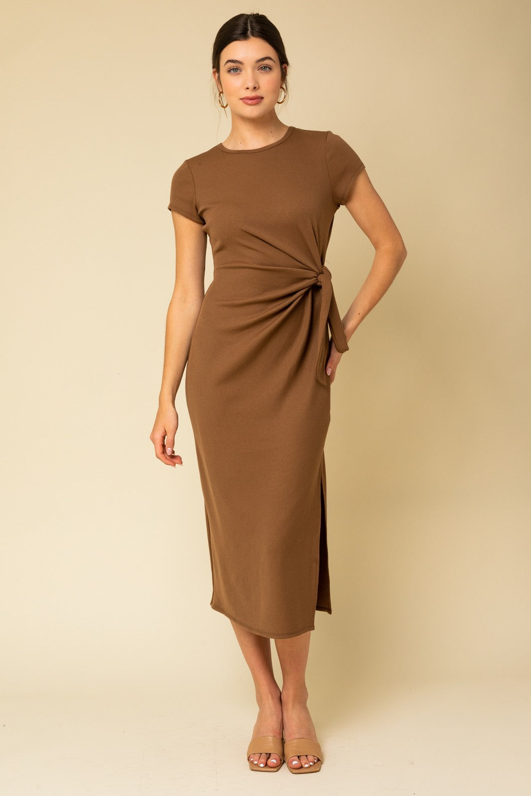 Mocha Midi Side Tie Dress