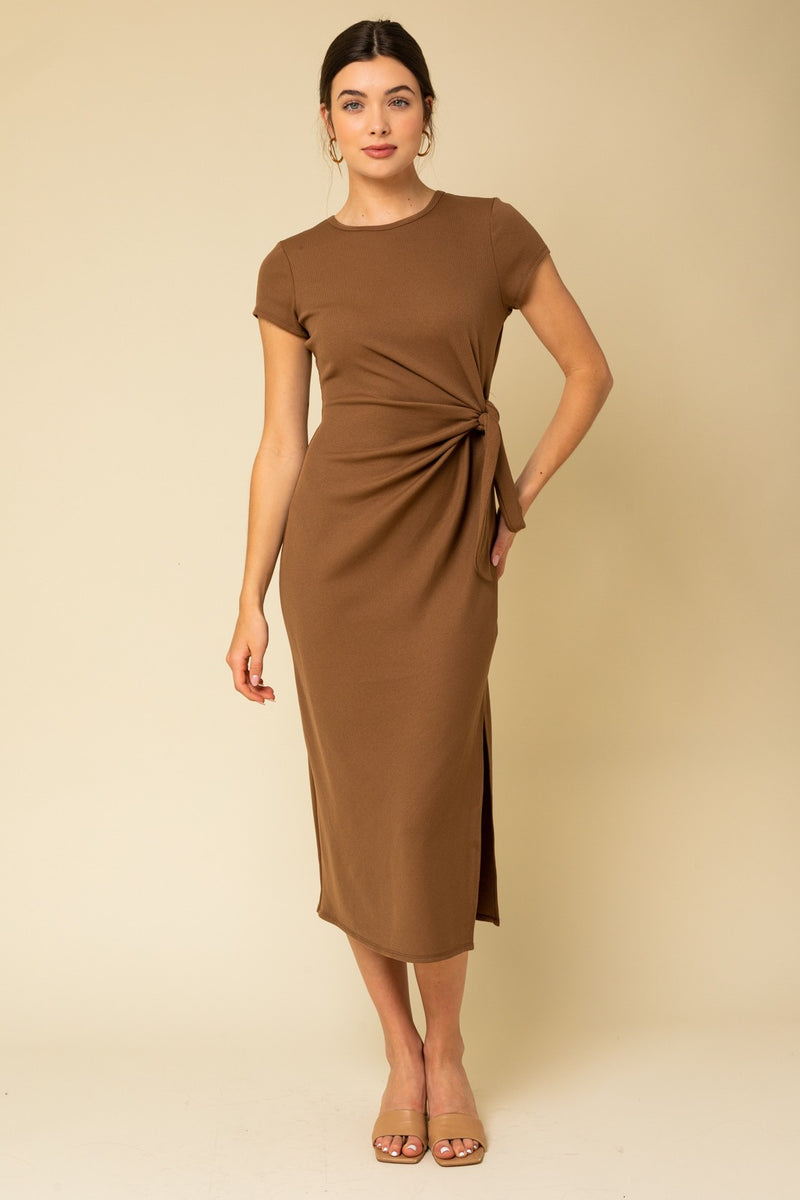 Mocha Midi Side Tie Dress