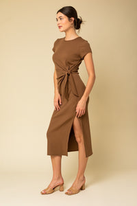 Mocha Midi Side Tie Dress