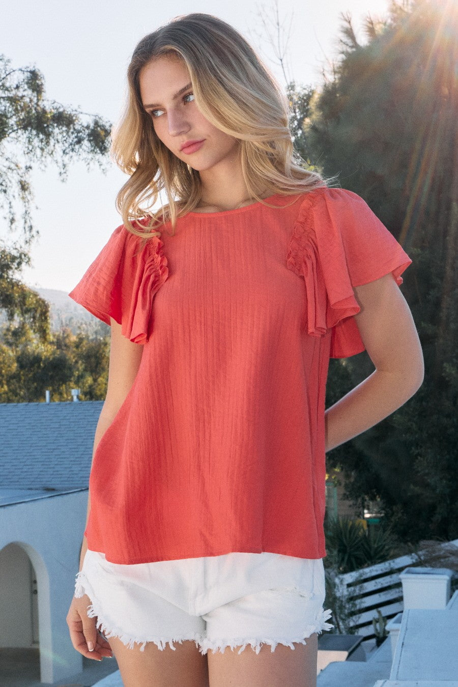 Tivoli Ruffled Sleeve Top