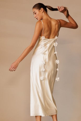 The Ivory Silky Satin Midi